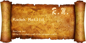 Radek Matild névjegykártya